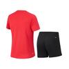 Li Ning Geometrisches Farbverlaufs-T-Shirt mit Rundhalsausschnitt und Bequeme Dry-Shorts Lässiges Sportset Unisex Sportbekleidung Kirschblütenrot AATU048-22