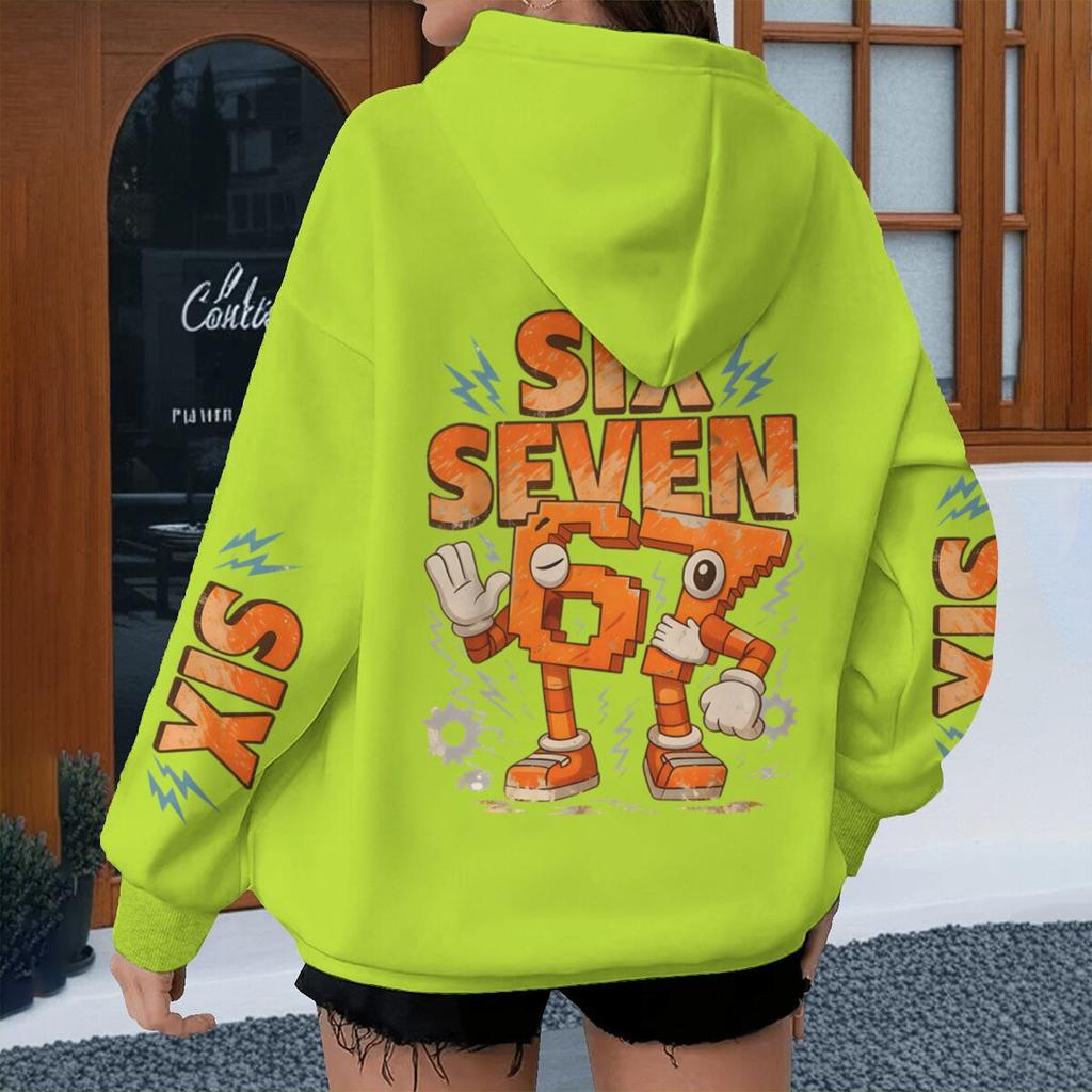 Cartoon 67 Six Seven Hoodies Men Women Meme Six Seven Cartoon Print Pullover Casual 67 Trend Hoody