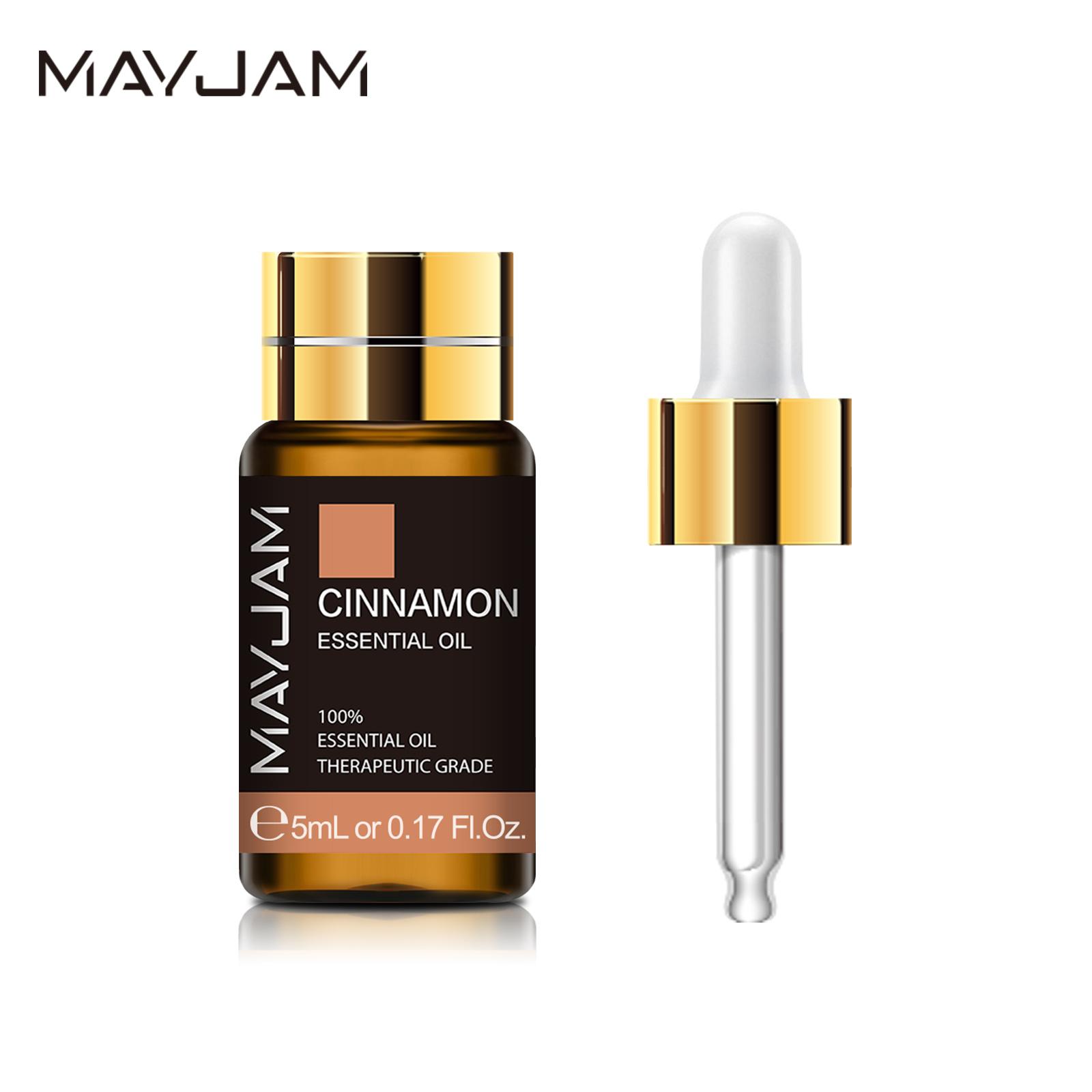 

MAYJAM 5 мл чистое эфирное масло с капельницей Лаванда Розмарин Бергамот Лимонные масла для ухода за кожей Освежитель воздуха Мыло Изготовление свечей Духи своими руками Cinnamon