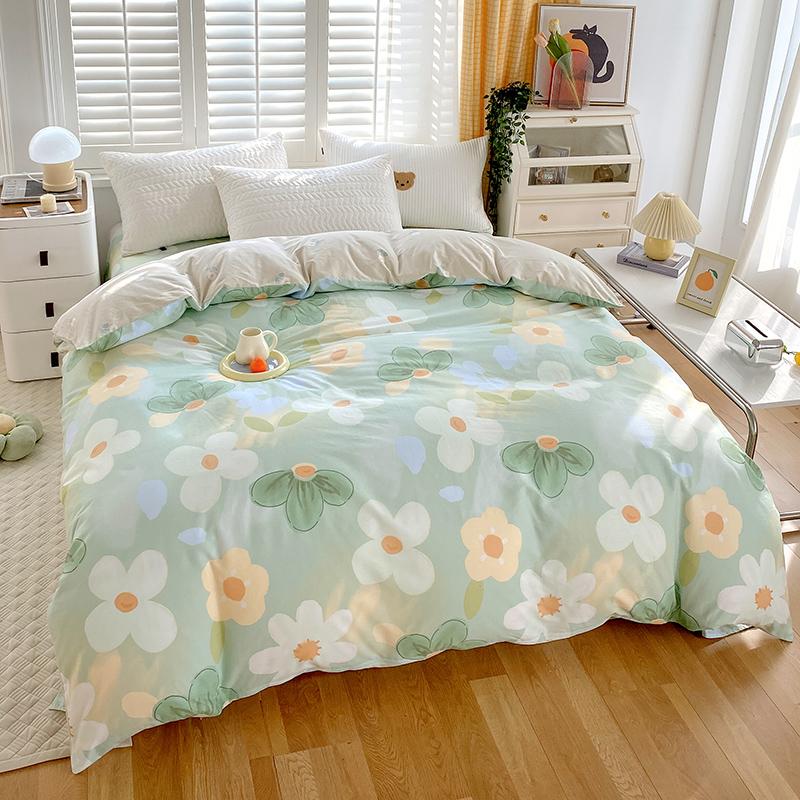 

Pure Cotton Jet Printing Duvet Cover 200x230, Floral Plaid Quilt Cover is Comfortable and Breathable, and the Size of Double Bed 2pc pillowcase48x74