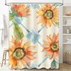 Vibrant Sunflower Shower Curtain Waterproof Home Decor for Bathroom Peach Orange Blue Geometric Design Modern Artistic Print Fab