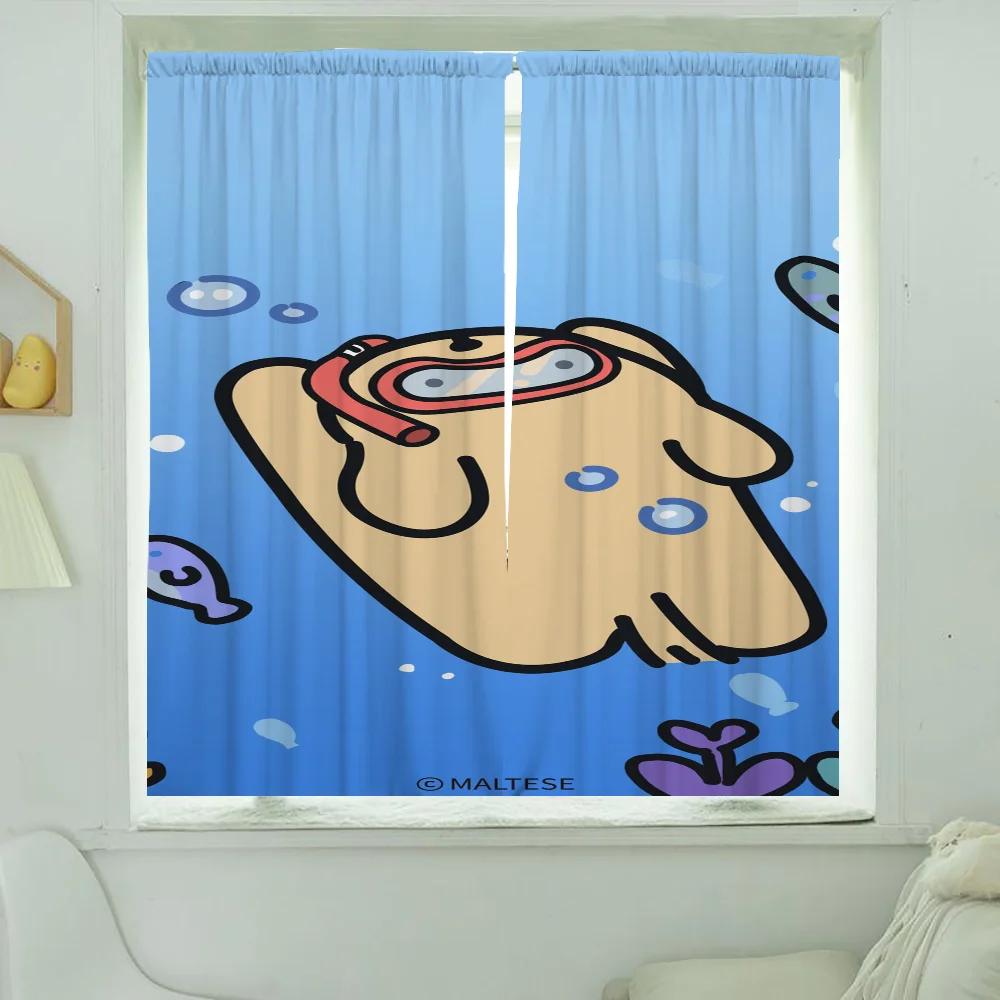 Wystrój Domu Zasłony Kuchenne do Salonu 2 Sztuki Zasłony Zaciemniające Zasłona na Drzwi Maltańczyk Przegroda Dekoracja Sypialni