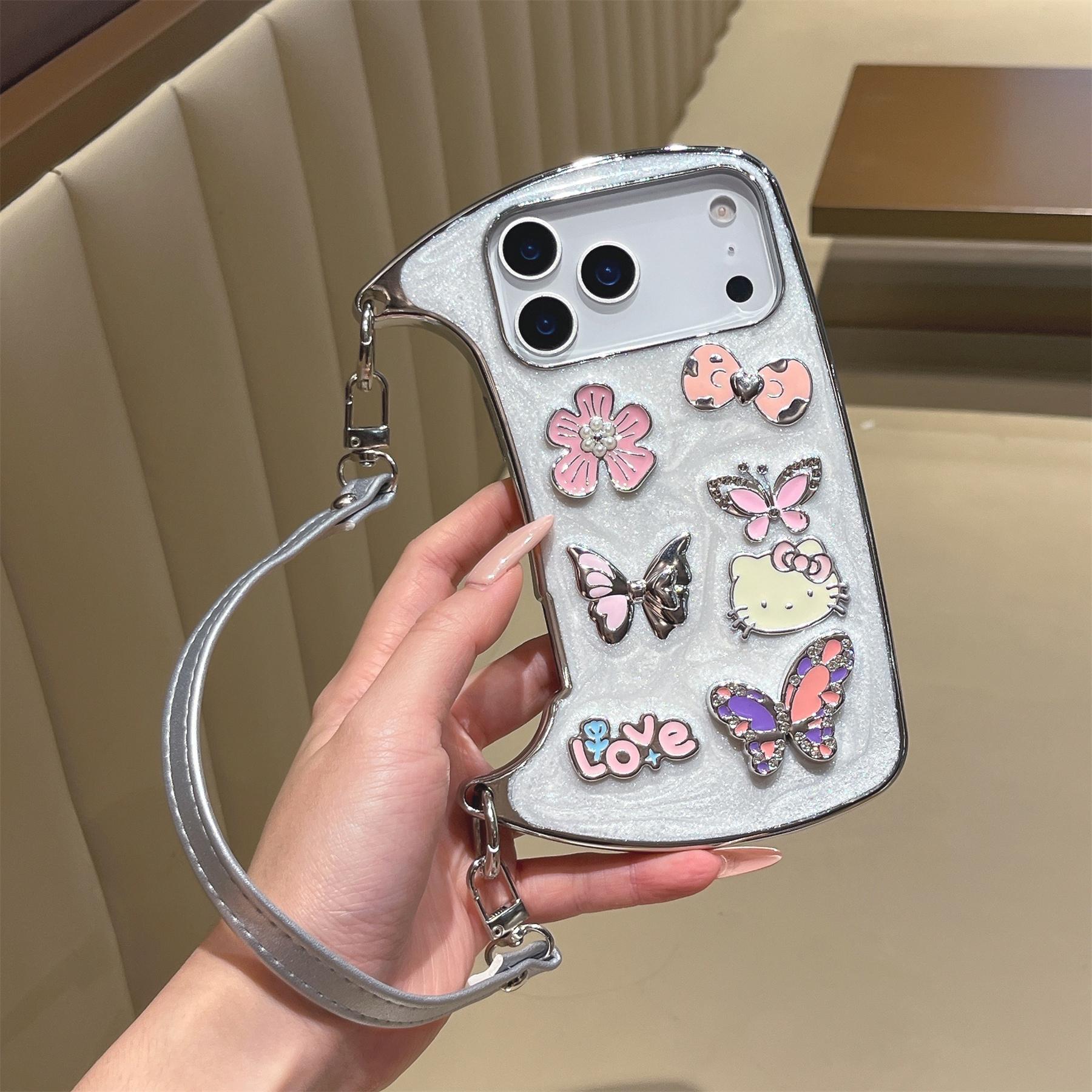 

Милый 3D чехол-кошелек для телефона на плечо с котенком для серии iPhone 12-17 — Стильный дизайн кроссбоди с регулируемым ремешком iPhone 13 белый