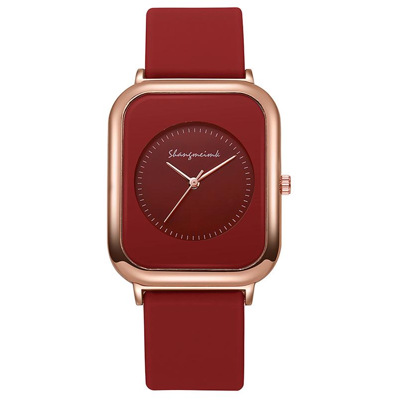 Student Women's Casual Quartz Watch with Square Face and Silicone Strap