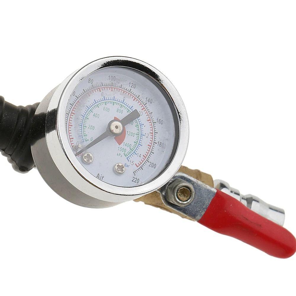 1Pcs Tire Maintenance Air Tire Inflator 220PSI 30cm Tire Maintenance Tool Valved Compressor Tire Pressure Gauge