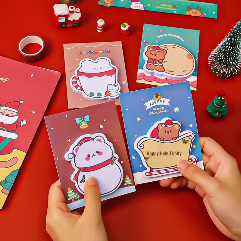 Creative Cartoon Christmas Sticky Notes - Festive Student Gift & Message Stickers, Perfect for Christmas Activities & High-Value Stationery Gifts
