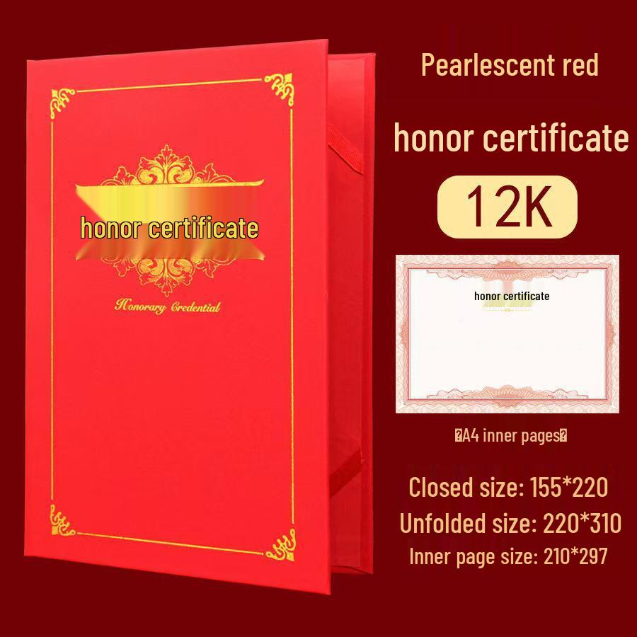 Pearlescent A4 Honor Certificate with Gold Stamped Cover and Frosted Finish – Graduation & Appointment