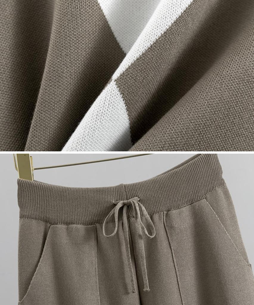 Knit Set for Diamond Pattern Sweater and Top and Mini Knit Easy to Walk Easy to Take Easy to Take Easy to Take [Neiman by] Women, Pants, Bottom,