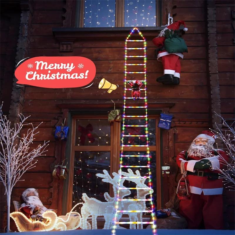1.7/3M Santa Claus Ladder Lights Christmas Tree Lights Decor for Indoor Outdoor Decoration Window Garden Hanging LED String