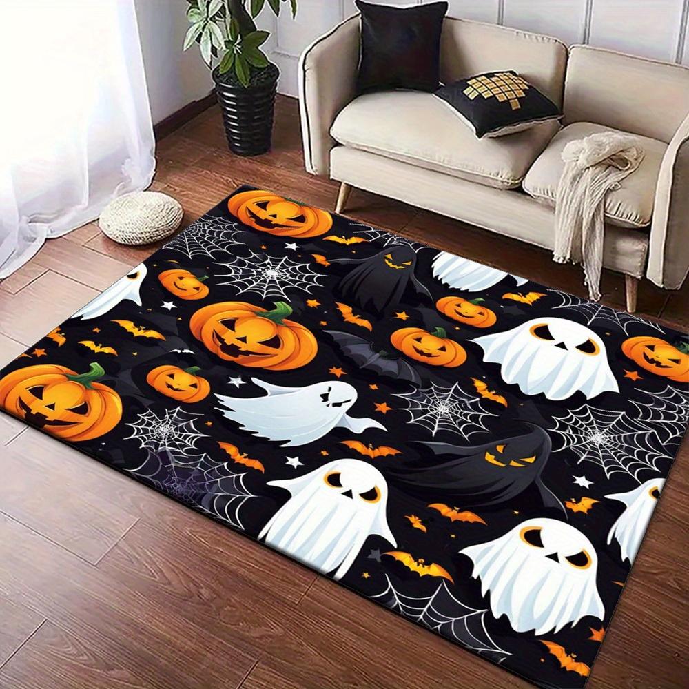 1pc Halloween Pumpkin & Pattern Area Rug - Skidproof, Stain-Resistant, Crystal Velvet, Large Size Perfect