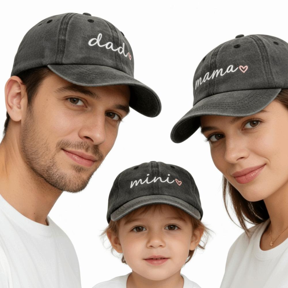 Adjustable dad mama mini Love Caps Washed Cotton Embroidery Baseball Cap Gifts