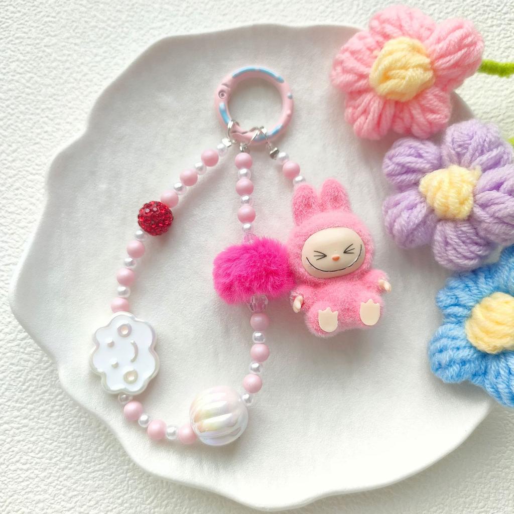 Change Baby Cute Flocking Keychain Bag Mobile Phone Pendant Pendant Mobile Phone Chain DIY Hairball Keychain