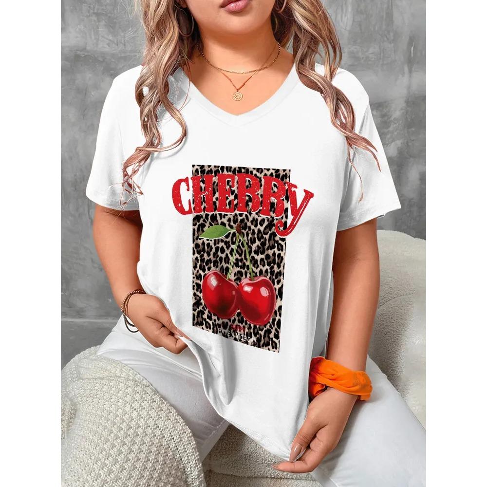 Fashionable Comfortable Breathable T-shirt Summer Colorful Retro 3D Pattern Women's V-neck Short Sleeved T-shirt