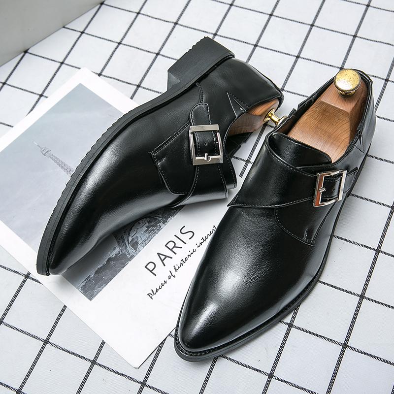 Fashion Man Suit Slip-on Buckle Business Dress Italian Formal Leather Footwear Male Casual Flats Mens Wedding Party Oxford Shoes