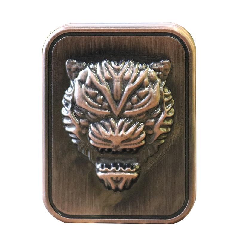 Tiger Head Fidget Mechanical Slider Magnetic Push Card Pushing Plate Haptic Coin Sensory Toy EDC Metal Relieve Stress Relief Toy