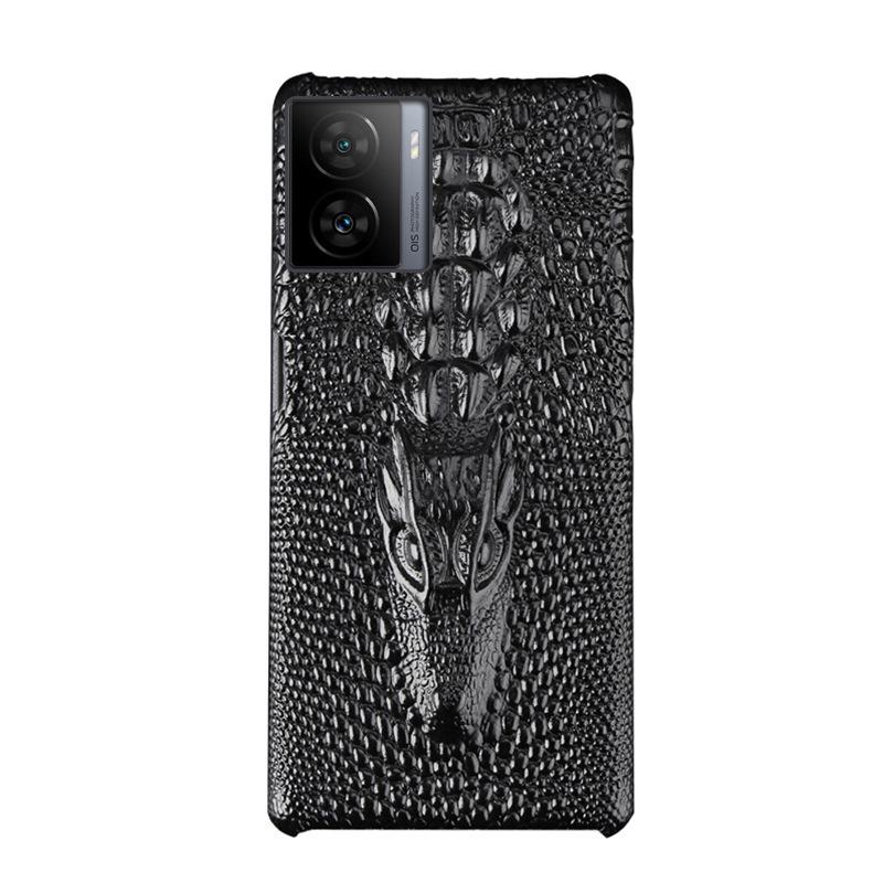 Luxuriöse Kuhlederhülle mit Drachenkopfmuster für iQOO Z5X - Hochwertige Schutzhülle