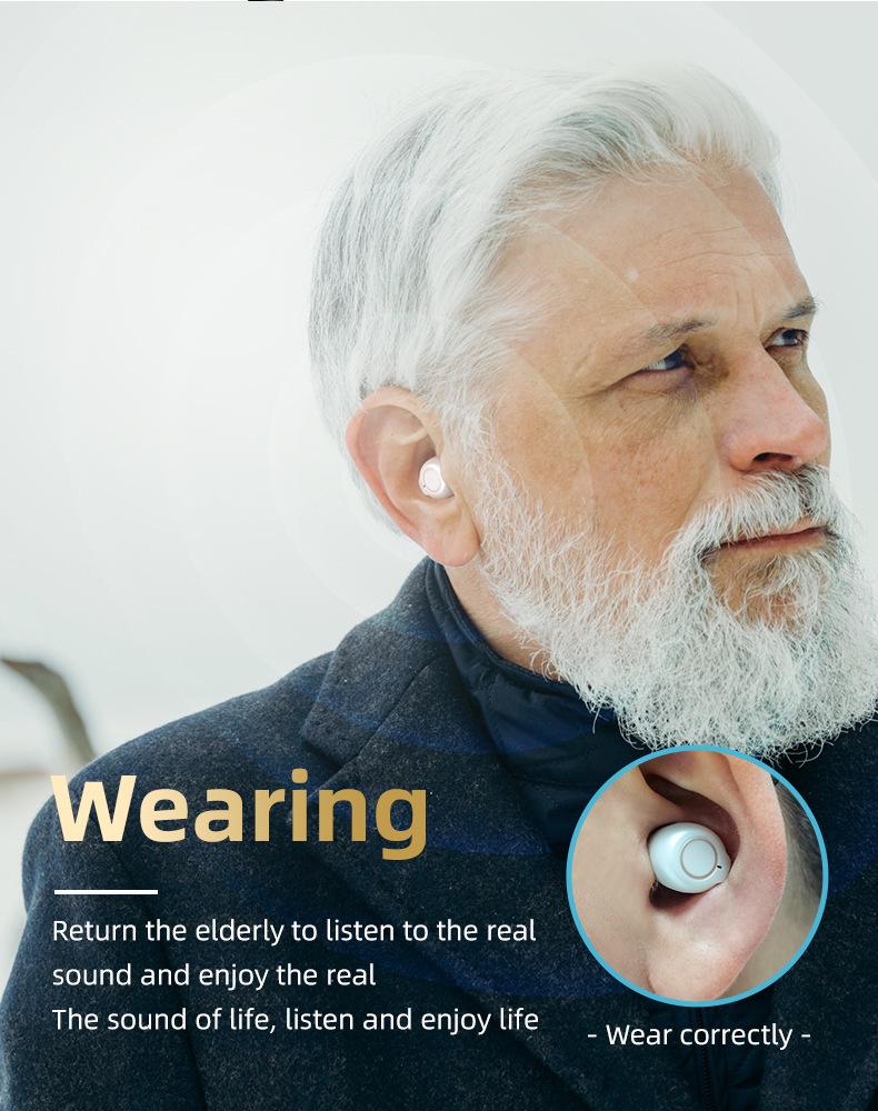 Cross-Border CIC In-Ear Hearing Aid with Magnetic Charging, Sound Amplifier, and Fingerprint Touch for the Elderly