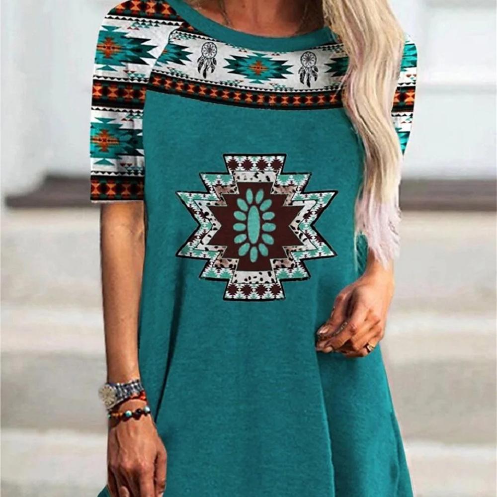 Fashion Summer Tshirt Women T Shirt Tops Tees Woman Clothing Casual 3d Print Indian Tshirts Ethnic Style Short Sleeve Tshirt