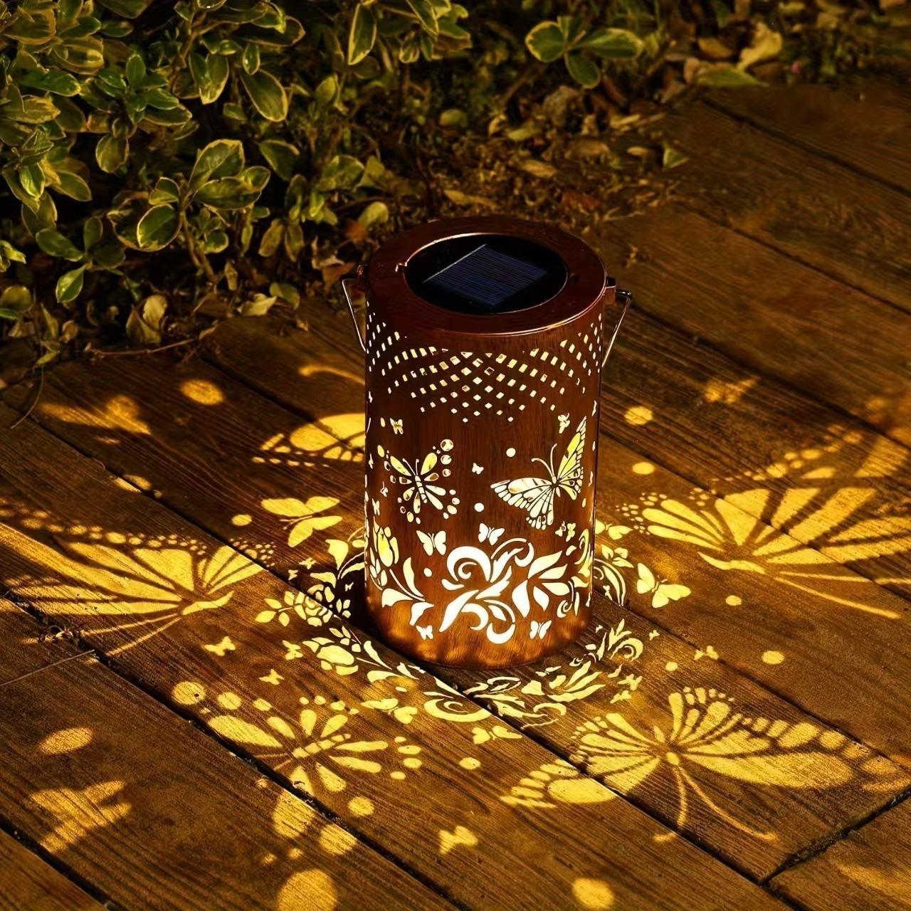 Solar Sunflower Lantern Iron Hollow Hanging Light Outdoor Courtyard Light Decoration Camping Light 10cm x 18cm