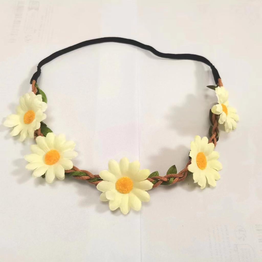 Daisy Floral Wreath Elastic Headband Flower Headpiece Headwear Hair Accessories For Festival Weddings And Event