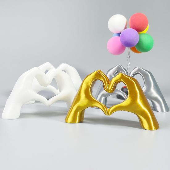 3D Printed Love Gesture Figurine Love Heart Hand Shape Statue Sculpture Home Office Wedding Party Desktop Decoration Ornament
