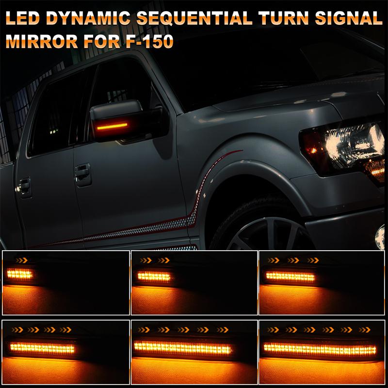 LED Dynamic Turn Signal Light Flowing Water Side Mirror Signal Blinker lamp for Ford F-150 Raptor 2010 2011 2012 2013 2014 12V