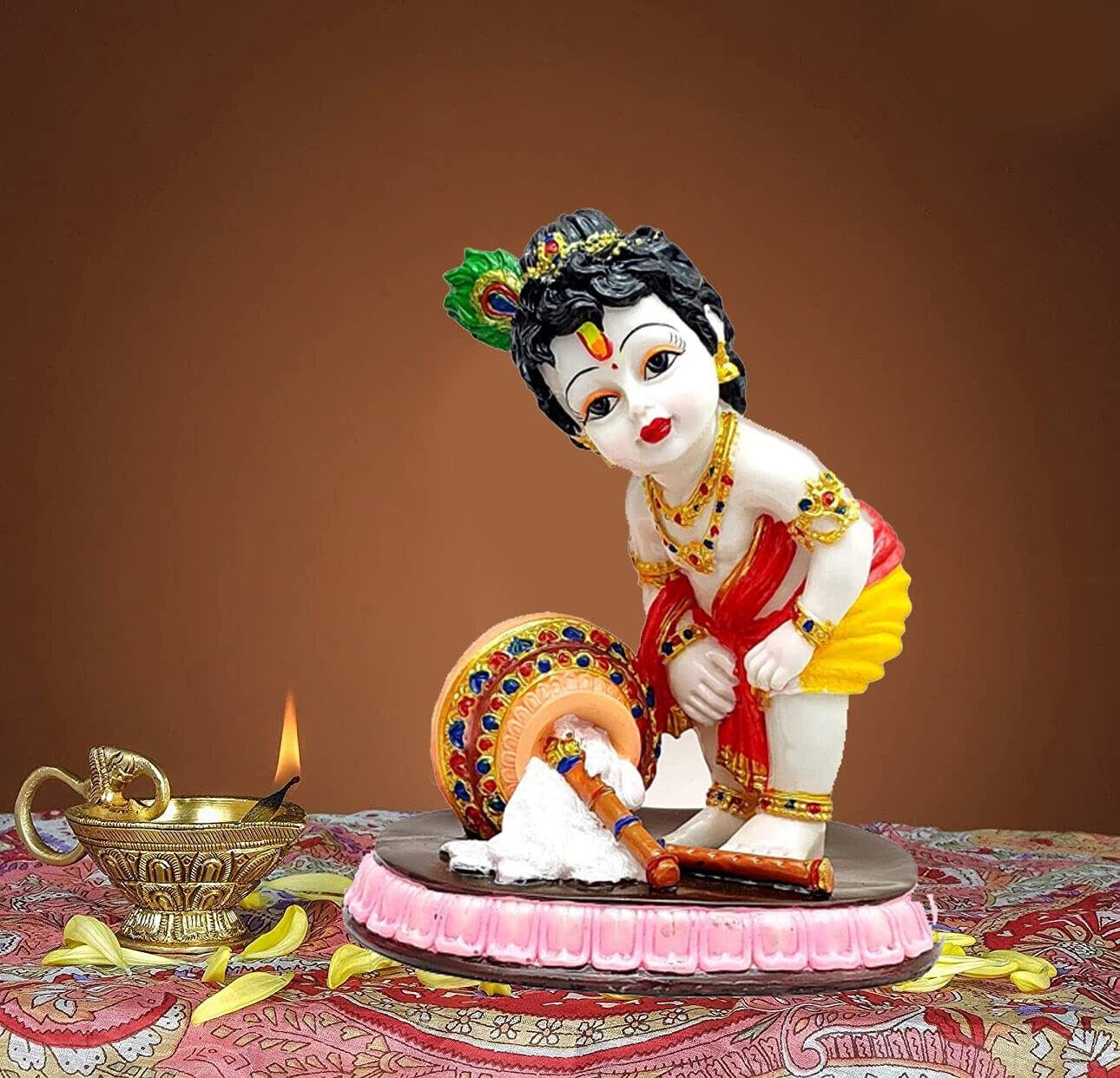 Indian Traditional Lord Krishna beautiful Idol Multicolor For Temples SK7873