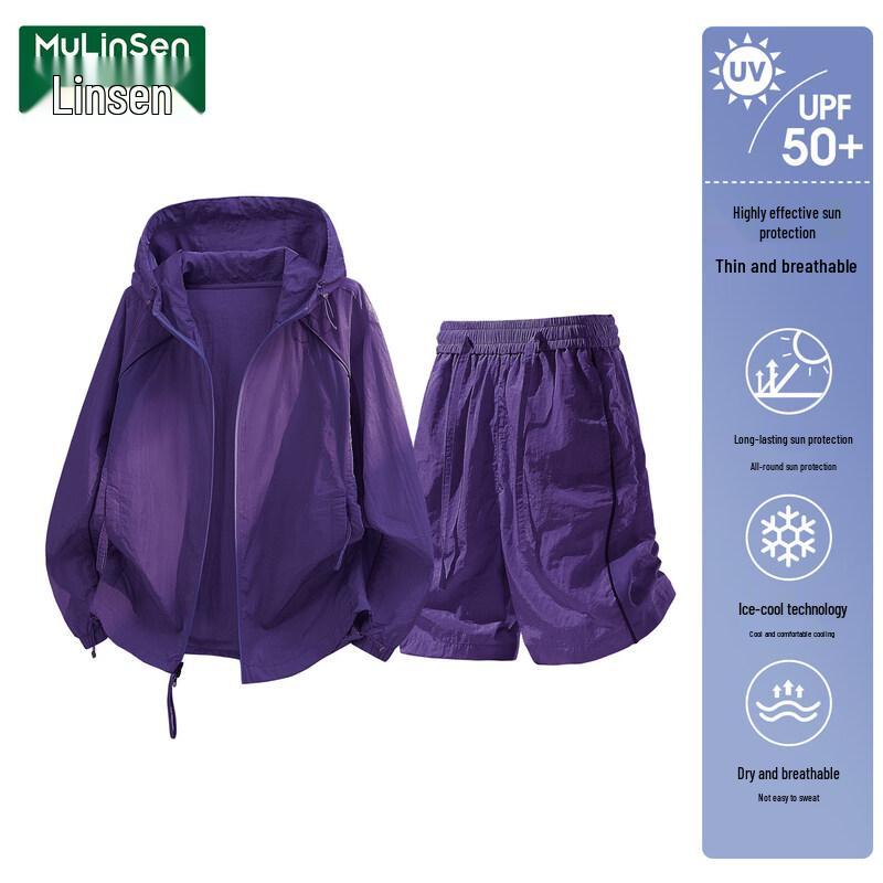 MULINSEN Women s UPF50+ Sun Protection Hoodie & Capri Set L