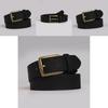 Casual Pu Leather Belt For Men With Vintage Copper Buckle And Modern Line Accents