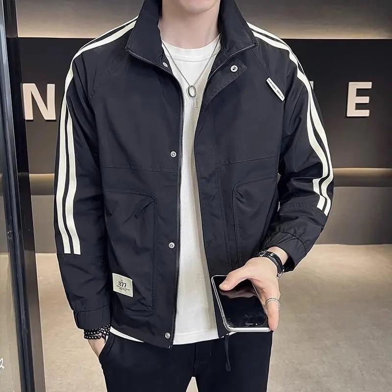 Płaszcze męskie na wiosnę i jesień, modna i uniwersalna odzież męska, nowe ubrania robocze, kurtki typu bomber dla mężczyzn
