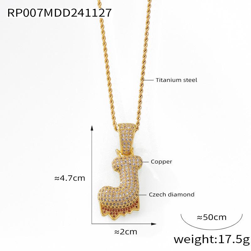 Elegant European-Style Necklace: Women s 26-Letter Diamond-Inlaid Copper Pendant on Titanium Steel Clavicle Chain