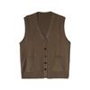 V-Neck Striped Knit Wool Sweater Vest for Middle-Aged and Elderly Women - Winter Style