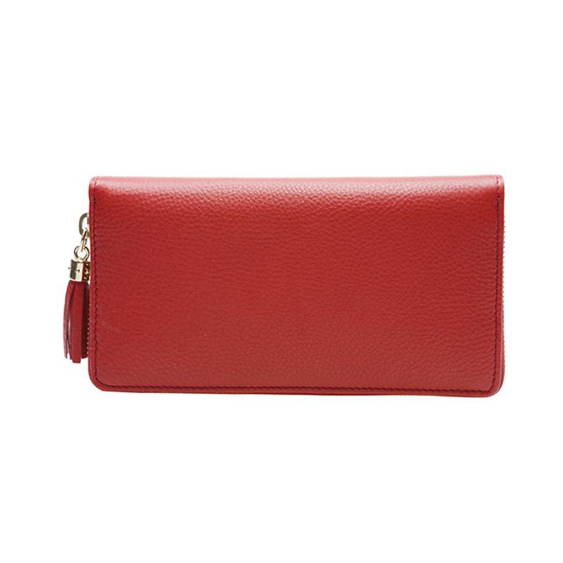 Gucci Soho Logo-Prägung Quastenanhänger Reißverschluss lange Lederbrieftasche Brieftasche Regular Damen Rot Klassische Empfehlung
