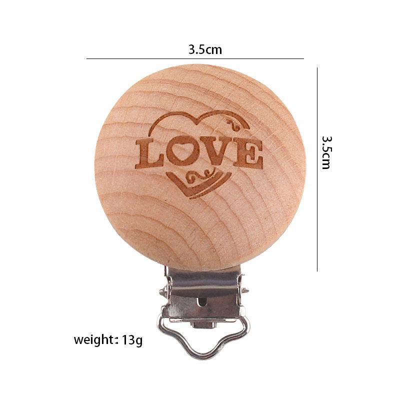 1Pcs Cute Modelling Beech Wood Pacifier Clip Baby DIY Cartoon Animal Wooden Log Pacifier Clips Nipple Chain Holder BPA Free