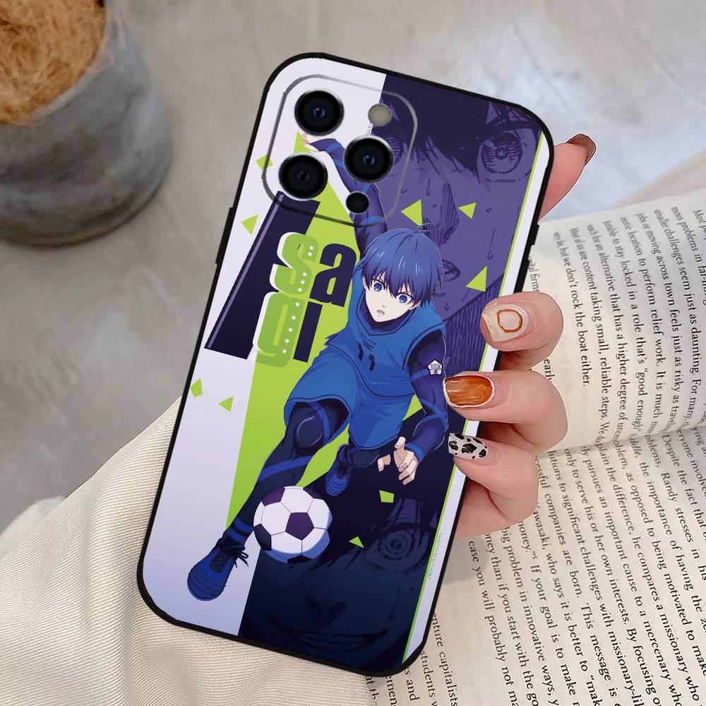 Blue Lock Handyhülle Für iPhone 17, 16,15,14,13,12,11 Plus,Pro Max, Andere Weiche Schwarze Hülle