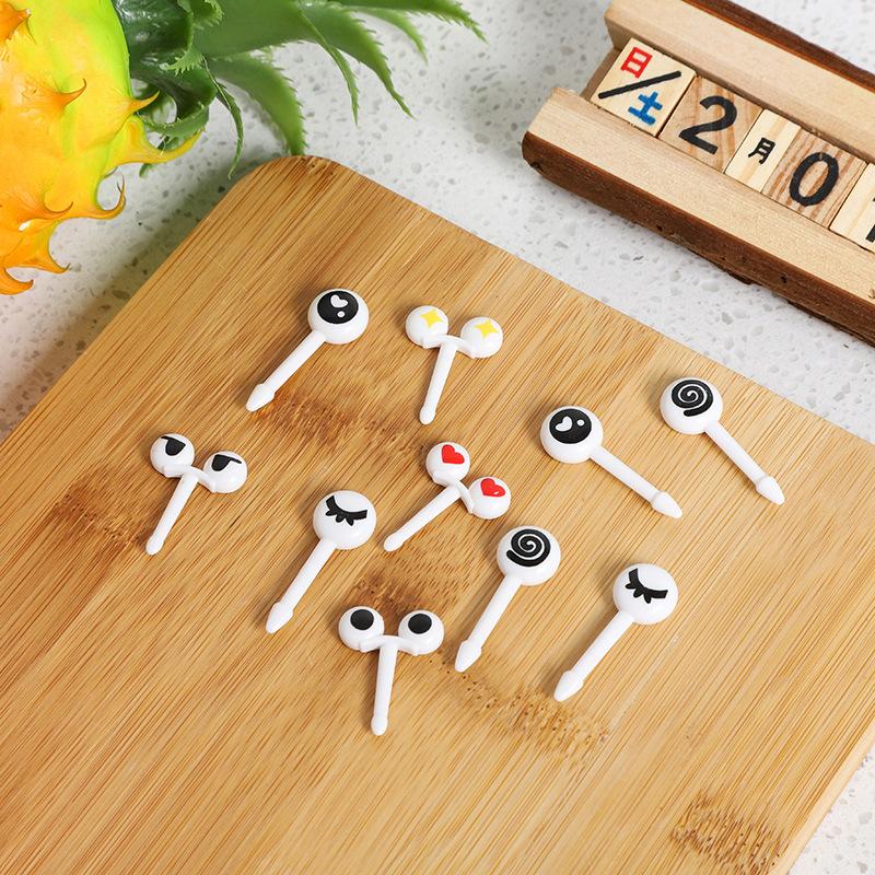 10pcs/set Cartoon Cute Baby Stainless Steel Fruit Fork with Small Ceramic Jar Household Creative Safety Children's Fruit Forks