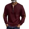 Men Sweatshirt Half Zipper Plaid Stand Collar Elbow Decoration Pullover Tops Long Sleeve Jacket Work Date Wear