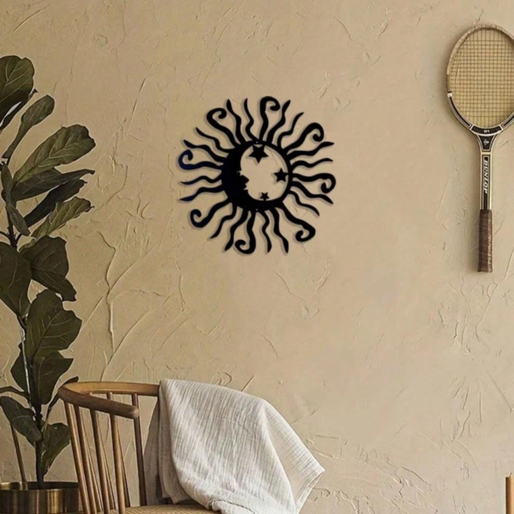 Bohemian Sun Moon Steel Wall Art Weather Resistant Indoor Outdoor Decor
