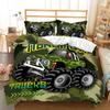 3D Cartoon Off-road Vehicle Bedding Set Car Series Printed Down Quilt and Pillowcase with Ultra-fine Fiber Fabric for Quick Drying Home Decoration
