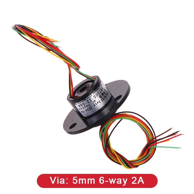Průchozí kroužkový sběrač, vodivý kroužek, elektrický kartáč, miniaturní dutý hřídel 5 mm/7 mm, 2-kanálový, 4-kanálový, 6-kanálový, vodič 2A