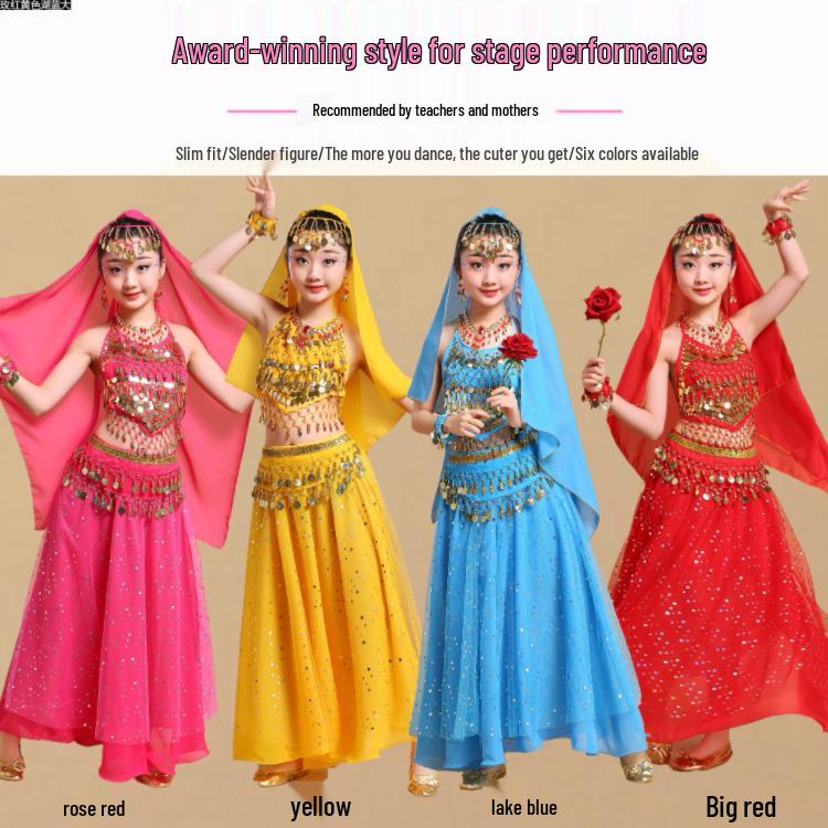 Children's Ethnic Dance Performance Costume - Toddler/Girls Belly Dance Outfit, Xinjiang Style