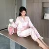 2025 Women's Ice Silk Tie-Dye Butterfly Pajama Set: Long Sleeve Top & Pants