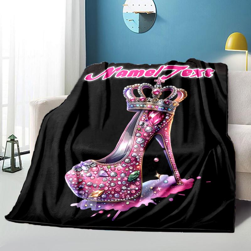 1PC Custom Name Royal Sparkle Heel outdooor Flannel blankets Throw Blanket All-Season Throw Gift Bedspread for Couch, Bed, Camping Holiday Birthday gi