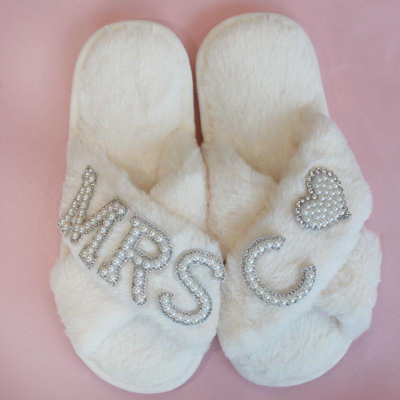 Women's Plush Velvet Furry Wedding Indoor Slippers