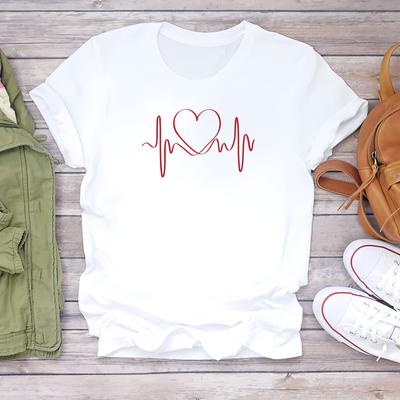 Daily Fashion T-shirt for Women, Summer Trendy Cute Printed Design, Short-sleeve Stylish Top.