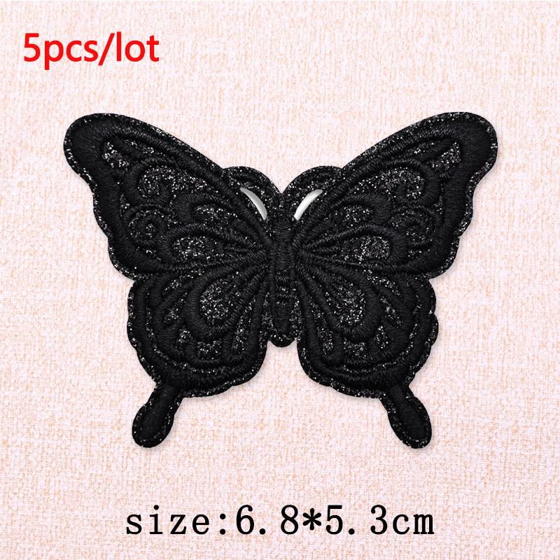 5Pcs/Lot Glitter Butterfly Bow Iron on Patches - Embroidered Patches on Clothes Bags Hats Jackets Decor