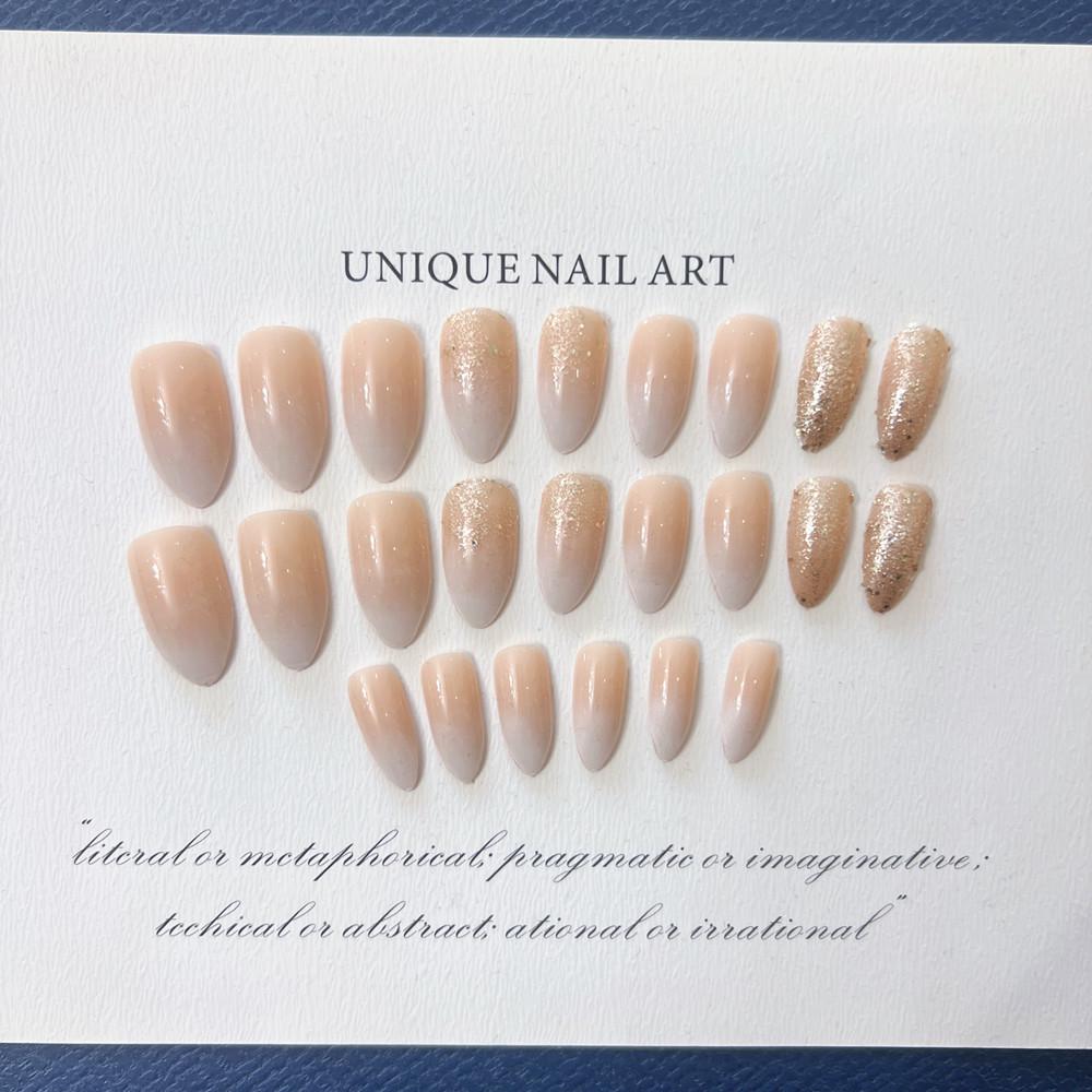 Nude Gradient Glitter Sequin Almond Press-On Nails