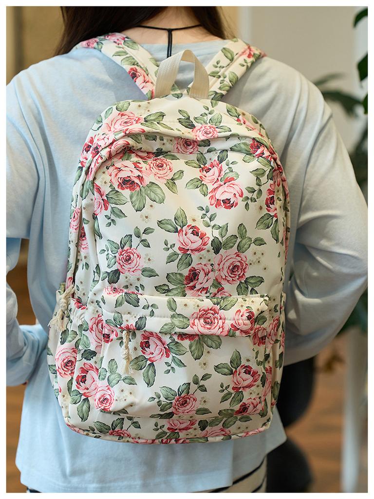 Schoolbag new floral small fresh primary and secondary school schoolbag casual trendy simple backpack Japanese ins wind shoulder