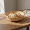 Round Bamboo Basket Handwoven Woven OpenWeave Storage Item for Tabletop