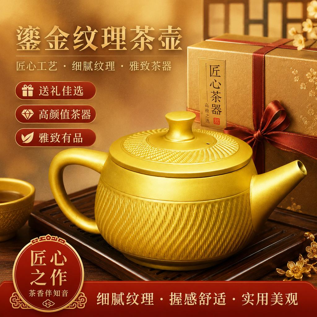 New shell burnt gilt brewing teapot handmade Hanwa Fengming pot large household kung fu tea set tea brewing single pot B9
